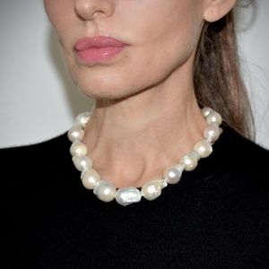 Diamond & Sterling Silver Baroque Pearl Knotted Necklace